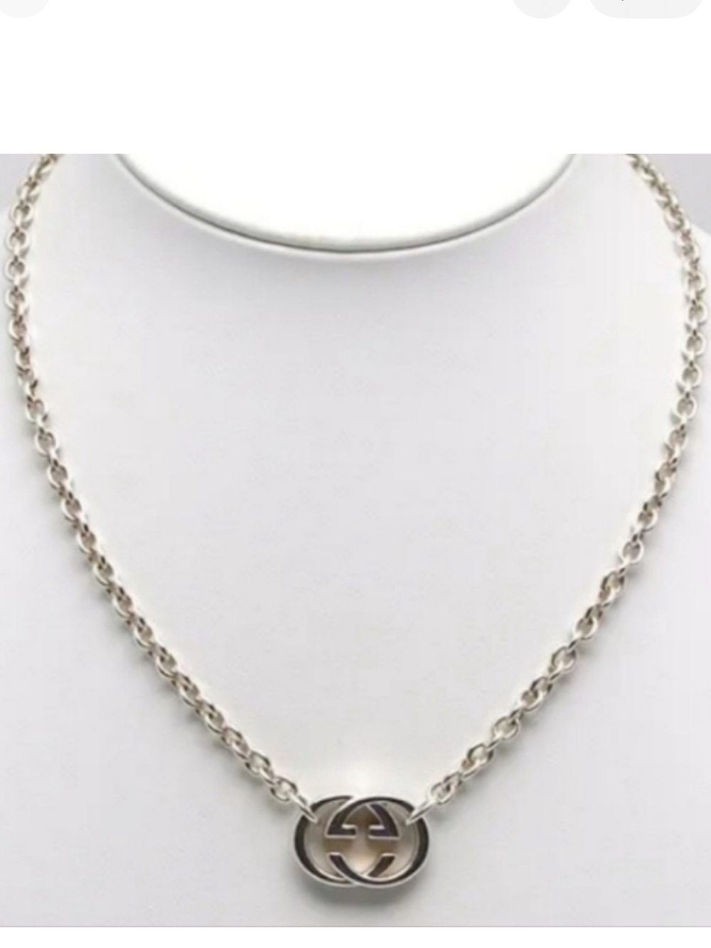 Gucci Sterling Silver GG Necklace EUC